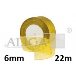Wstążka metalizowana złota 6mm/ 22m / DWB06-139 / wstążka złota metaliczna 6mm / brokatowa